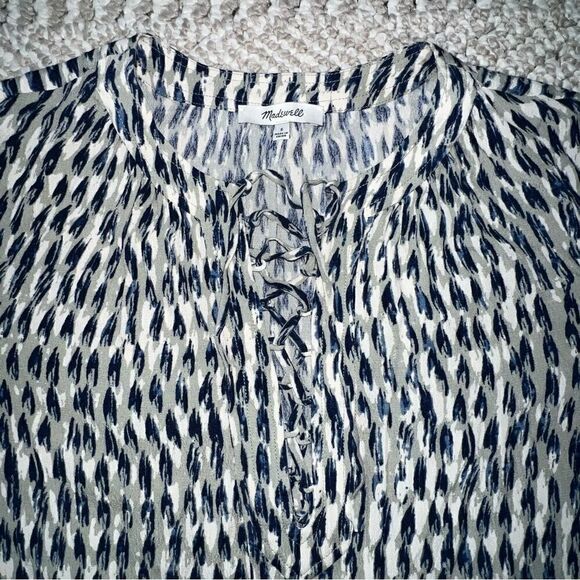 Madewell Sunpleat Lace-Up Top w/Painted Feathers - Sz S - Picture 11 of 16